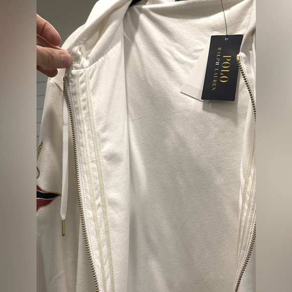 Polo Ralph Lauren Luxury Nautical Zip Up Hoodie in White Size Medium - NWT - Picture 5 of 16